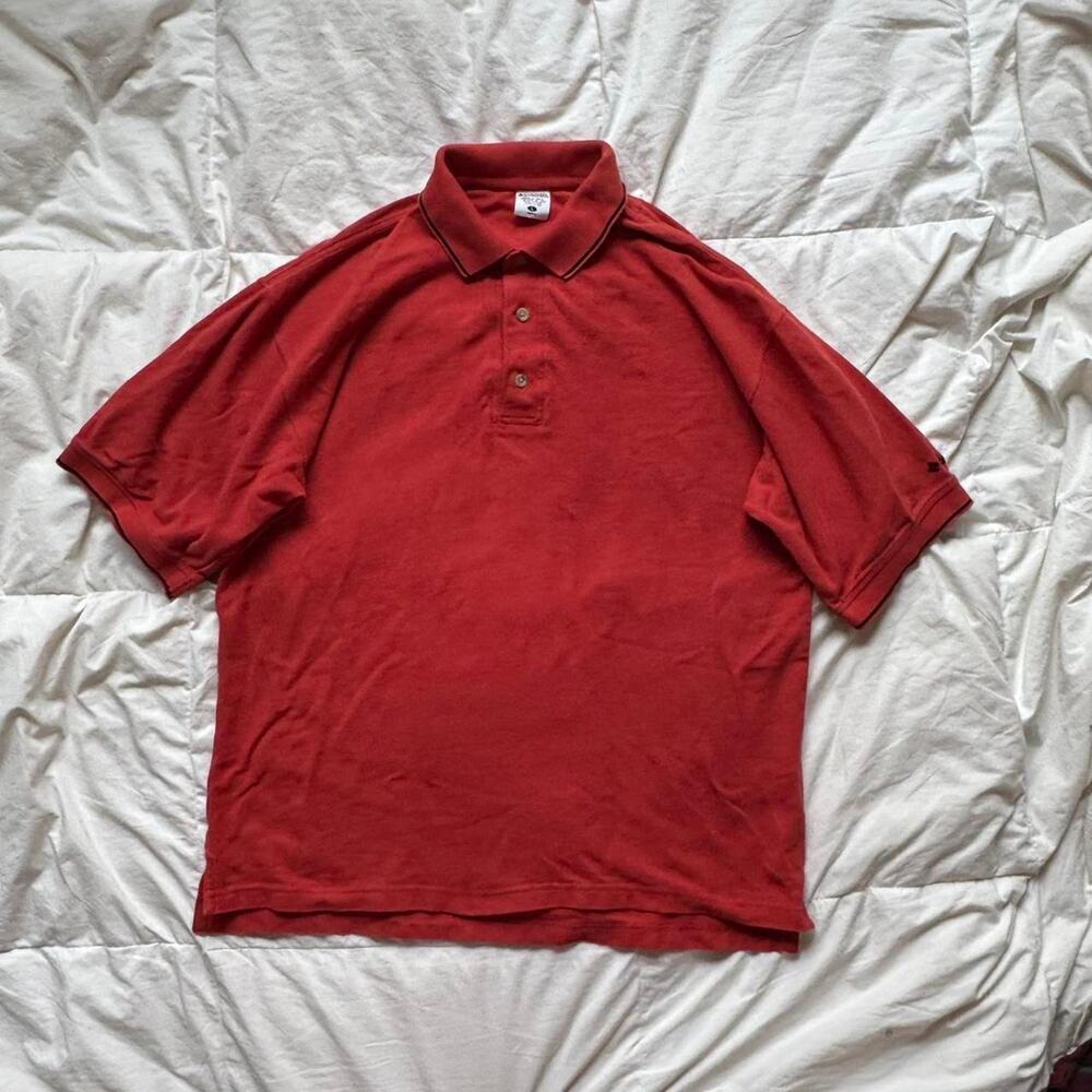 Orange gorpcore polo shirt columbia sportswear sz‎ L 100% cotton preppy golf